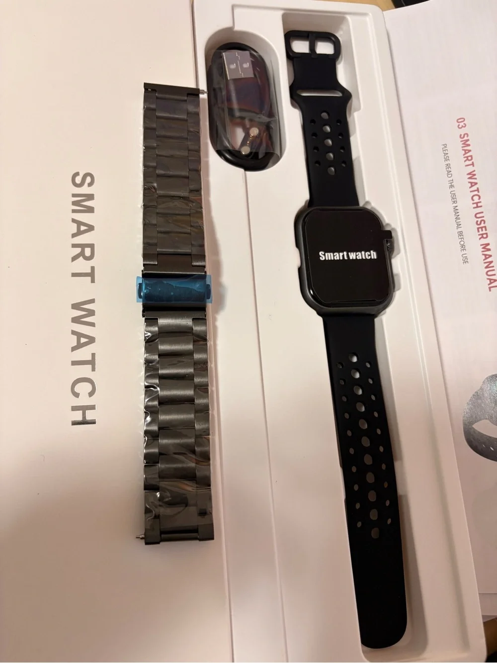 Black Smartwatch with Silicone Sport Band - 1000 mAH Battery AI assist Unbranded